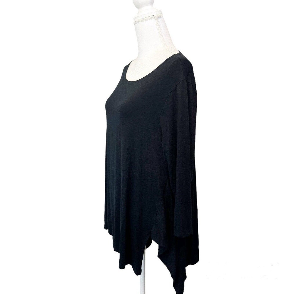 Lisa Blayne Womens‎ Black Top Long Sleeve Handkerchief Hem Solid Size XXL